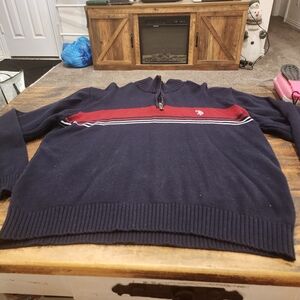 U.S. Polo Assn. Men's Navy and Red Zip-Up Sweater